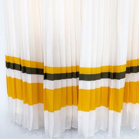 Banana Republic Factory Cream Pleated Yellow Green Hem Stripe A-Line Skirt NEW - Picture 14 of 16